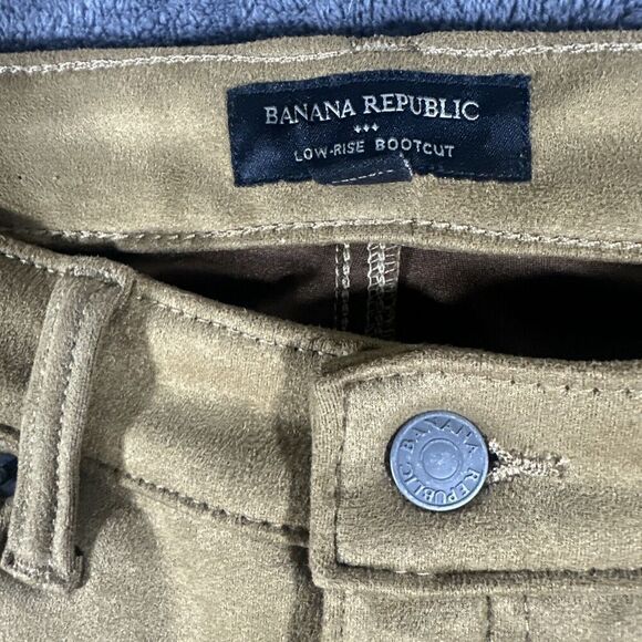 Banana Republic Low Rise Bootcut Faux Suede Pants 27 Tall Camel Y2K Quiet Luxury - Picture 3 of 11